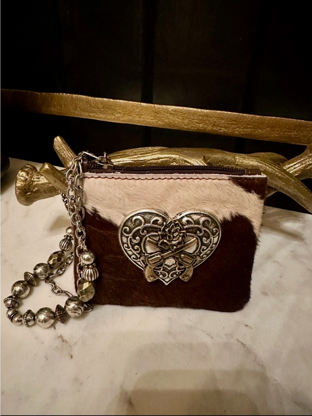 New OOAK GENUINE COWHIDE HAIR-ON-HIDE Cowboy Western Wristlet Wallet Purse Rodeo